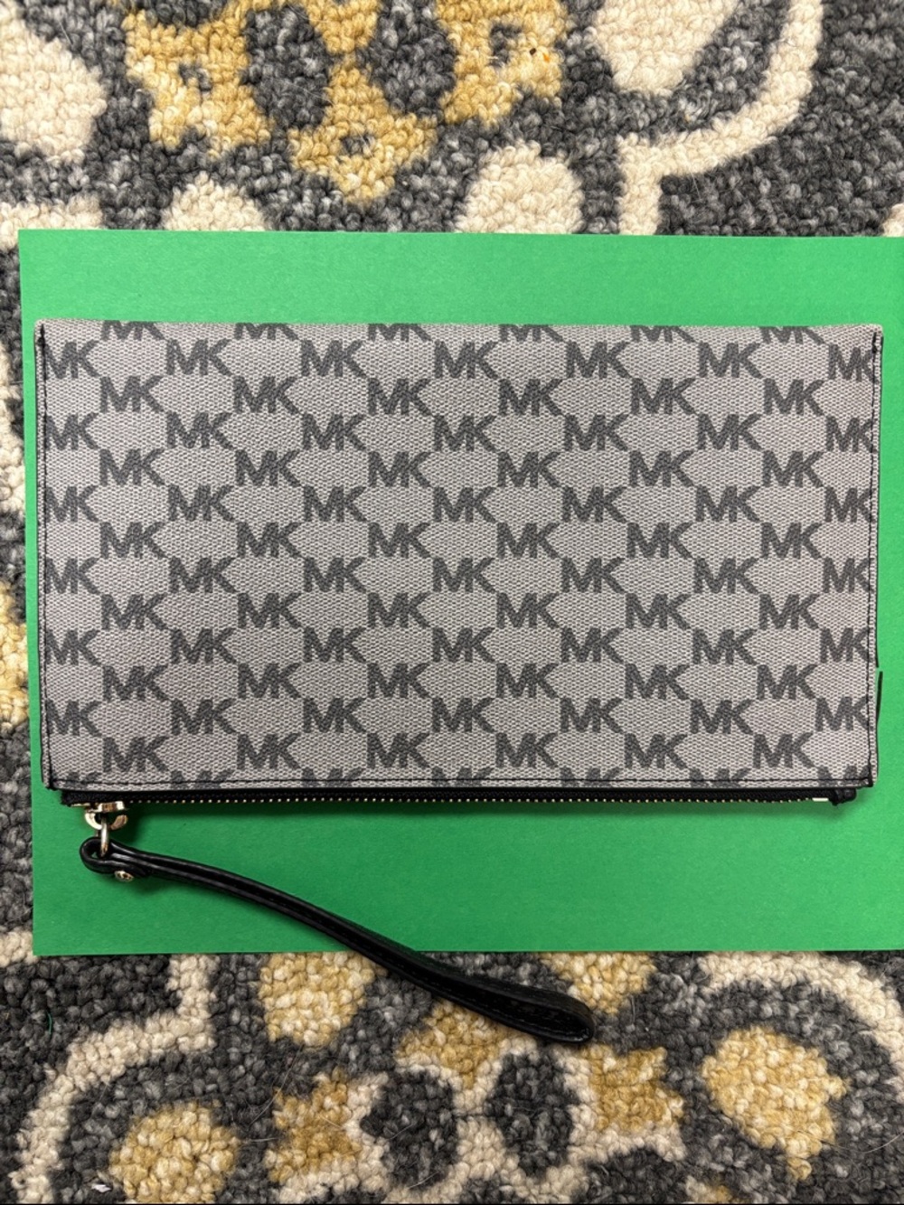 Michael Kors large Gray and Black MK Logo Wristlet - Picture 3 of 6